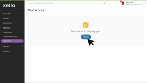 Student test score landing page in Xello with four tests. Each test has a region, the number of students with their scores uploaded, and the last dated update